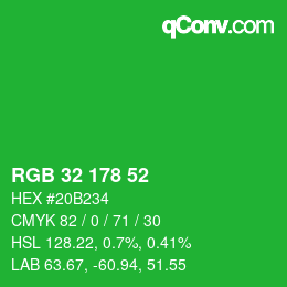 Color code: RGB 32 178 52 | qconv.com