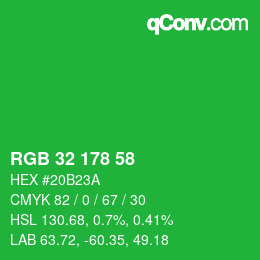 Color code: RGB 32 178 58 | qconv.com