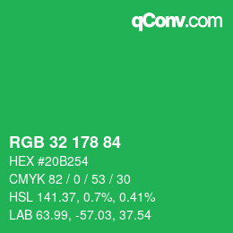 Color code: RGB 32 178 84 | qconv.com