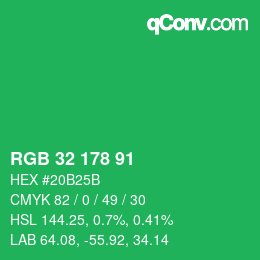 Color code: RGB 32 178 91 | qconv.com