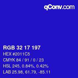 Color code: RGB 32 17 197 | qconv.com