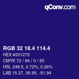 カラーコード: RGB 32 18.4 114.4 | qconv.com