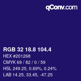 カラーコード: RGB 32 18.8 104.4 | qconv.com