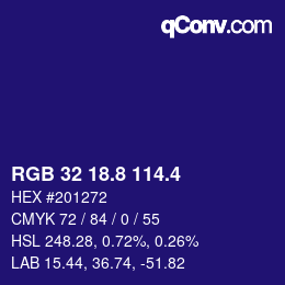 カラーコード: RGB 32 18.8 114.4 | qconv.com