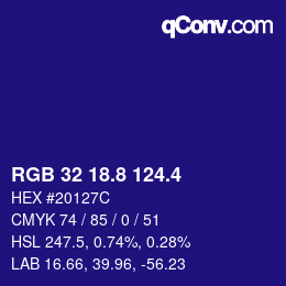 カラーコード: RGB 32 18.8 124.4 | qconv.com