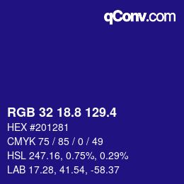 カラーコード: RGB 32 18.8 129.4 | qconv.com