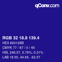 カラーコード: RGB 32 18.8 139.4 | qconv.com