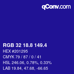 カラーコード: RGB 32 18.8 149.4 | qconv.com