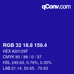 カラーコード: RGB 32 18.8 159.4 | qconv.com