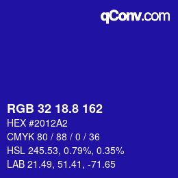 カラーコード: RGB 32 18.8 162 | qconv.com