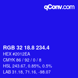 カラーコード: RGB 32 18.8 234.4 | qconv.com