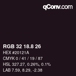 Color code: RGB 32 18.8 26 | qconv.com