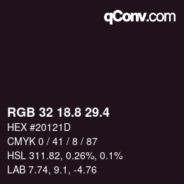 カラーコード: RGB 32 18.8 29.4 | qconv.com