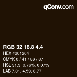 カラーコード: RGB 32 18.8 4.4 | qconv.com