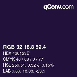 カラーコード: RGB 32 18.8 59.4 | qconv.com