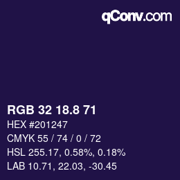 Color code: RGB 32 18.8 71 | qconv.com
