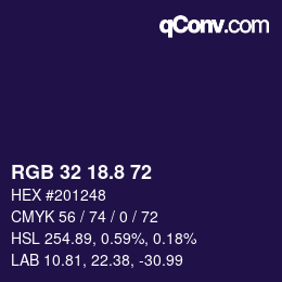 Color code: RGB 32 18.8 72 | qconv.com