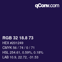 Color code: RGB 32 18.8 73 | qconv.com