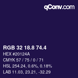 カラーコード: RGB 32 18.8 74.4 | qconv.com