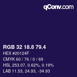 カラーコード: RGB 32 18.8 79.4 | qconv.com