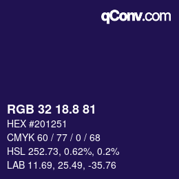 カラーコード: RGB 32 18.8 81 | qconv.com