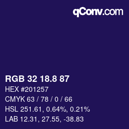 Color code: RGB 32 18.8 87 | qconv.com