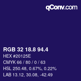 カラーコード: RGB 32 18.8 94.4 | qconv.com