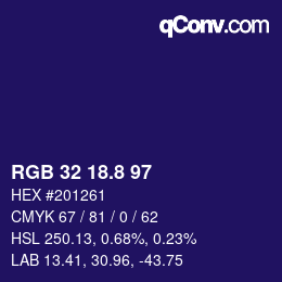 Color code: RGB 32 18.8 97 | qconv.com