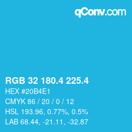 カラーコード: RGB 32 180.4 225.4 | qconv.com