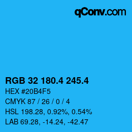 カラーコード: RGB 32 180.4 245.4 | qconv.com