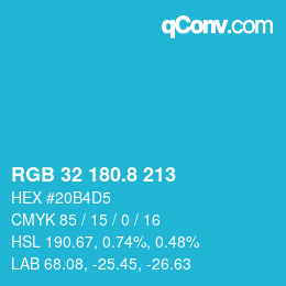 カラーコード: RGB 32 180.8 213 | qconv.com