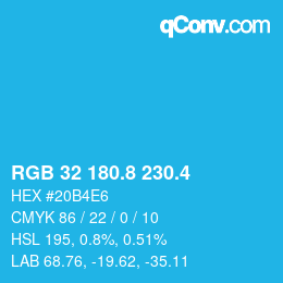 カラーコード: RGB 32 180.8 230.4 | qconv.com