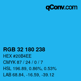 Color code: RGB 32 180 238 | qconv.com