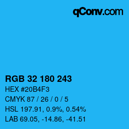 Color code: RGB 32 180 243 | qconv.com