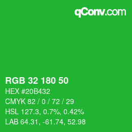 Color code: RGB 32 180 50 | qconv.com