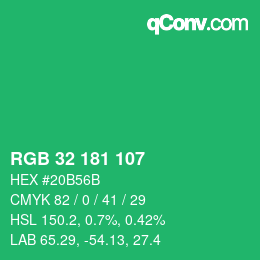 Color code: RGB 32 181 107 | qconv.com