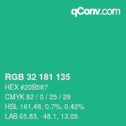 Color code: RGB 32 181 135 | qconv.com