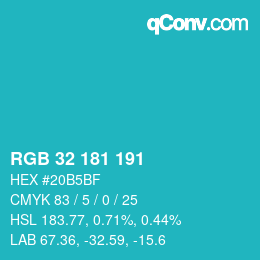 Color code: RGB 32 181 191 | qconv.com
