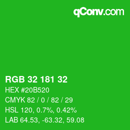 Color code: RGB 32 181 32 | qconv.com