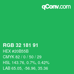Color code: RGB 32 181 91 | qconv.com