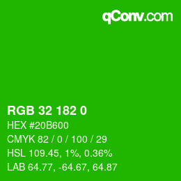 カラーコード: RGB 32 182 0 | qconv.com