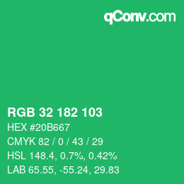 Color code: RGB 32 182 103 | qconv.com