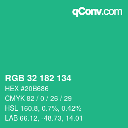 Color code: RGB 32 182 134 | qconv.com