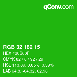 Color code: RGB 32 182 15 | qconv.com