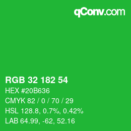 Color code: RGB 32 182 54 | qconv.com