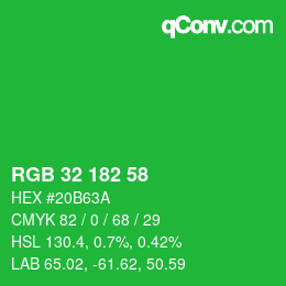 カラーコード: RGB 32 182 58 | qconv.com