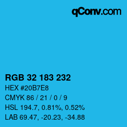 Color code: RGB 32 183 232 | qconv.com