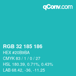 Color code: RGB 32 185 186 | qconv.com