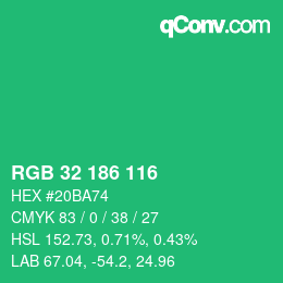 Color code: RGB 32 186 116 | qconv.com