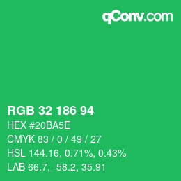 Color code: RGB 32 186 94 | qconv.com